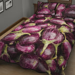 Eggplant Print Quilt Bed Set