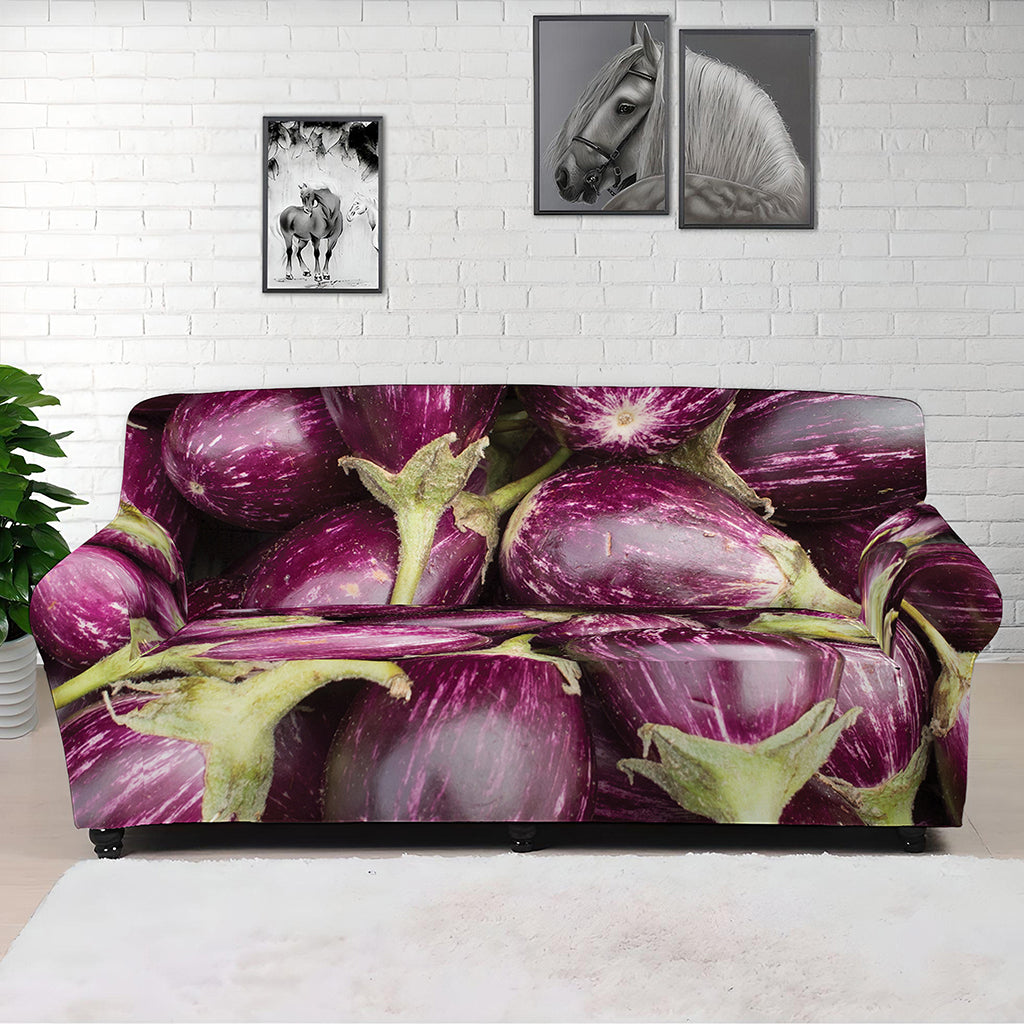Eggplant Print Sofa Cover
