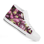 Eggplant Print White High Top Shoes