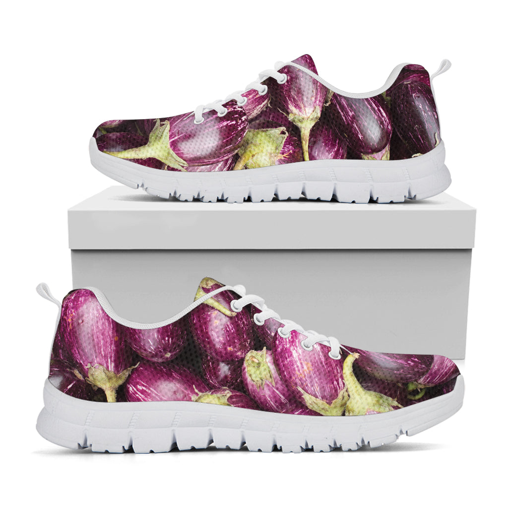 Eggplant Print White Sneakers