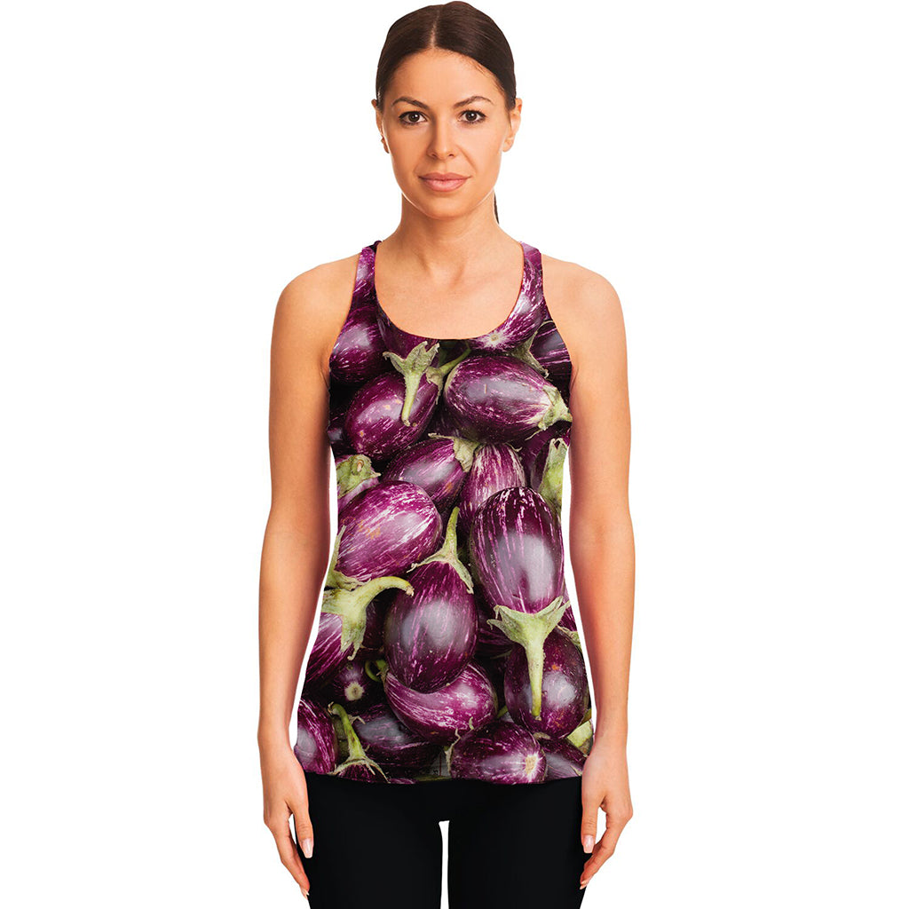 Eggplant Print Women's Racerback Tank Top