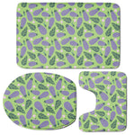 Eggplant With Leaves And Flowers Print 3 Piece Bath Mat Set