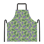 Eggplant With Leaves And Flowers Print Apron
