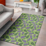 Eggplant With Leaves And Flowers Print Area Rug
