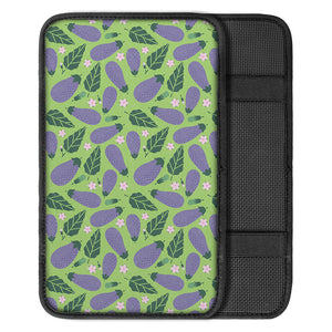 Eggplant With Leaves And Flowers Print Car Center Console Cover