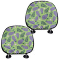 Eggplant With Leaves And Flowers Print Car Headrest Covers