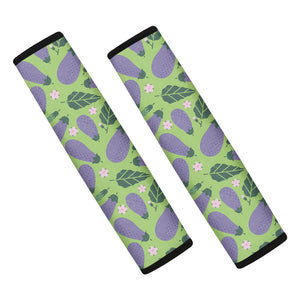 Eggplant With Leaves And Flowers Print Car Seat Belt Covers