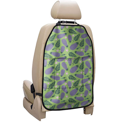 Eggplant With Leaves And Flowers Print Car Seat Organizers