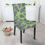 Eggplant With Leaves And Flowers Print Dining Chair Slipcover