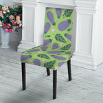 Eggplant With Leaves And Flowers Print Dining Chair Slipcover