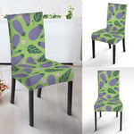 Eggplant With Leaves And Flowers Print Dining Chair Slipcover