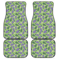 Eggplant With Leaves And Flowers Print Front and Back Car Floor Mats