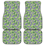 Eggplant With Leaves And Flowers Print Front and Back Car Floor Mats