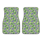 Eggplant With Leaves And Flowers Print Front Car Floor Mats