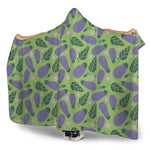Eggplant With Leaves And Flowers Print Hooded Blanket