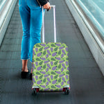 Eggplant With Leaves And Flowers Print Luggage Cover