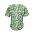 Eggplant With Leaves And Flowers Print Men's Baseball Jersey