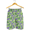 Eggplant With Leaves And Flowers Print Men's Shorts