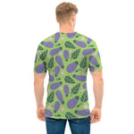 Eggplant With Leaves And Flowers Print Men's T-Shirt