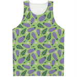 Eggplant With Leaves And Flowers Print Men's Tank Top