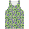 Eggplant With Leaves And Flowers Print Men's Tank Top