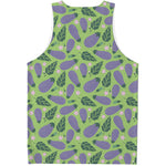 Eggplant With Leaves And Flowers Print Men's Tank Top