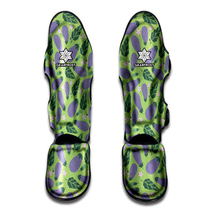 Eggplant With Leaves And Flowers Print Muay Thai Shin Guard