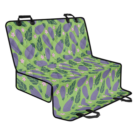 Eggplant With Leaves And Flowers Print Pet Car Back Seat Cover