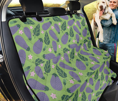 Eggplant With Leaves And Flowers Print Pet Car Back Seat Cover