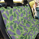 Eggplant With Leaves And Flowers Print Pet Car Back Seat Cover
