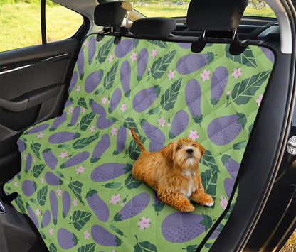 Eggplant With Leaves And Flowers Print Pet Car Back Seat Cover