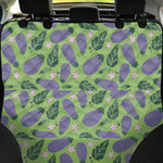 Eggplant With Leaves And Flowers Print Pet Car Back Seat Cover