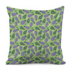 Eggplant With Leaves And Flowers Print Pillow Cover