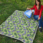 Eggplant With Leaves And Flowers Print Quilt