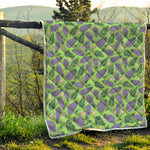 Eggplant With Leaves And Flowers Print Quilt
