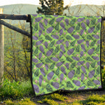 Eggplant With Leaves And Flowers Print Quilt