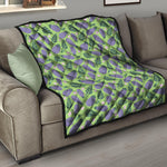 Eggplant With Leaves And Flowers Print Quilt