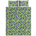 Eggplant With Leaves And Flowers Print Quilt Bed Set