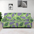 Eggplant With Leaves And Flowers Print Sofa Cover