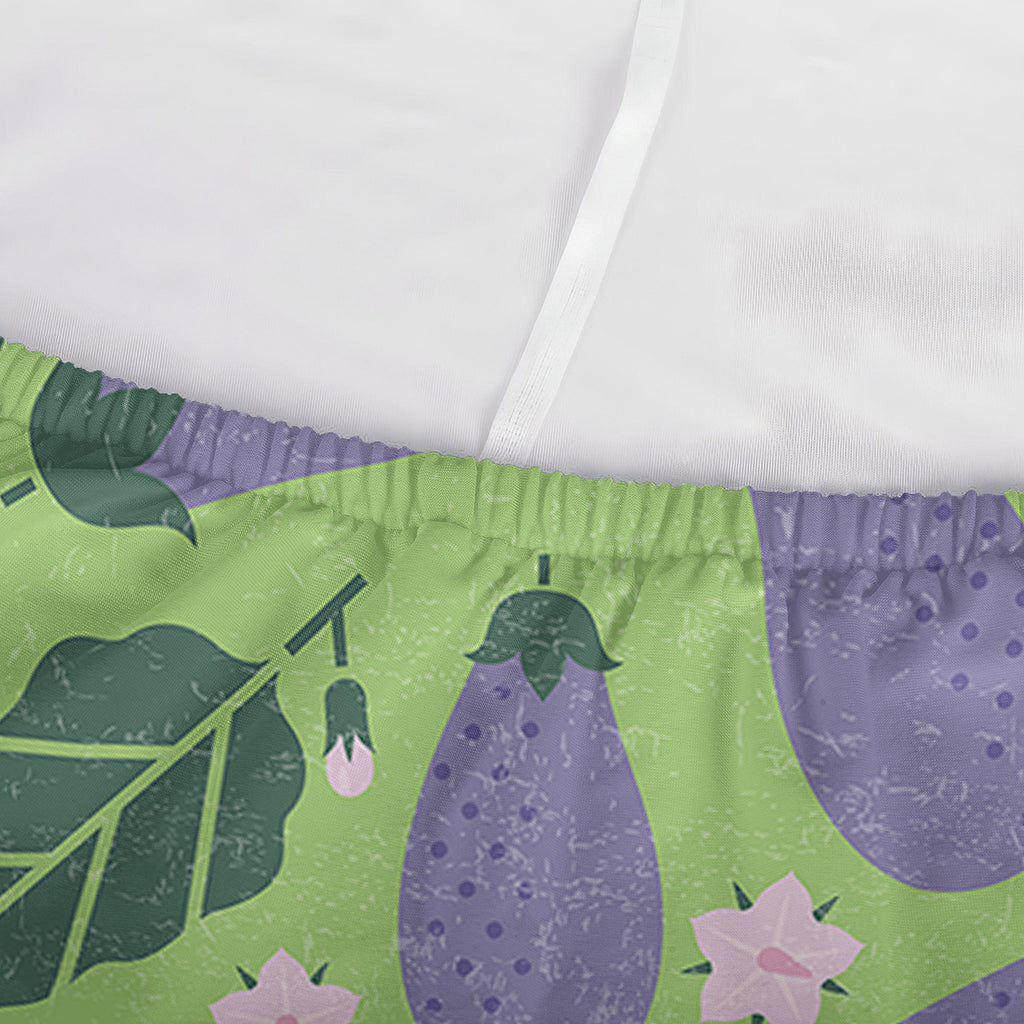 Eggplant With Leaves And Flowers Print Sofa Cover