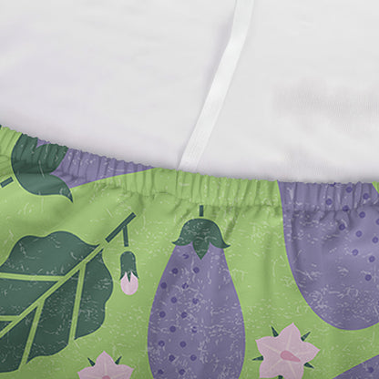 Eggplant With Leaves And Flowers Print Sofa Cover