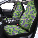 Eggplant With Leaves And Flowers Print Universal Fit Car Seat Covers