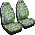 Eggplant With Leaves And Flowers Print Universal Fit Car Seat Covers