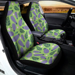Eggplant With Leaves And Flowers Print Universal Fit Car Seat Covers