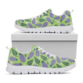 Eggplant With Leaves And Flowers Print White Running Shoes