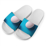 Eggs Pattern Print White Slide Sandals