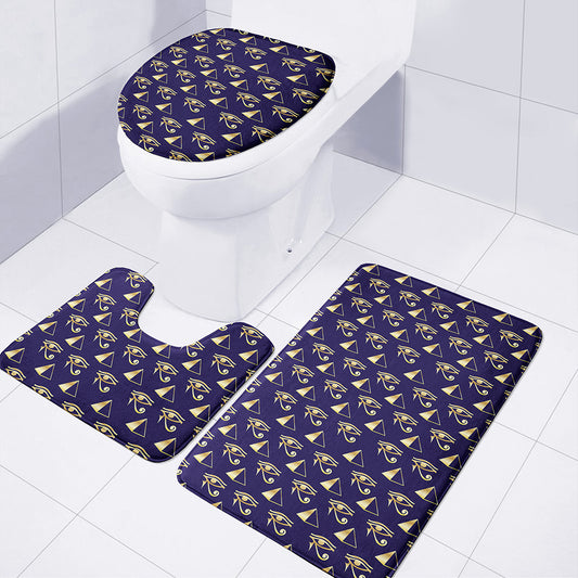 Egypt Eye Of Horus Pattern Print 3 Piece Bath Mat Set
