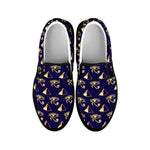 Egypt Eye Of Horus Pattern Print Black Slip On Shoes