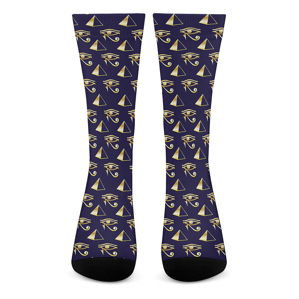 Egypt Eye Of Horus Pattern Print Crew Socks