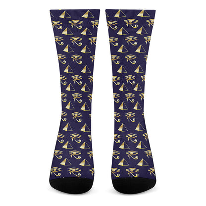 Egypt Eye Of Horus Pattern Print Crew Socks